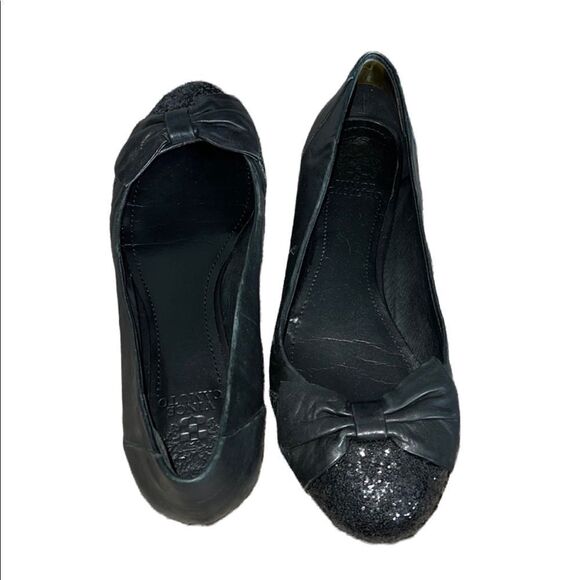 Vince Camuto glitter black ballet flats - Picture 1 of 8